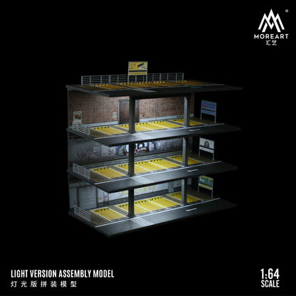 MoreArt 1:64 Steel Frame Garage Parking Lot Scene with Lights, American Version