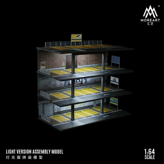 MoreArt 1:64 Steel Frame Garage Parking Lot Scene with Lights, American Version