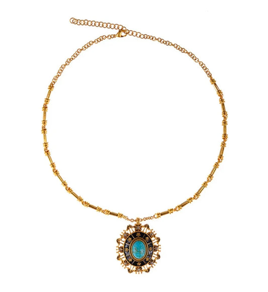 Laciann Di Turquoise Enamel Crown Necklace