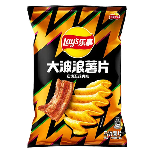 Lay's Big Wave Potato Chips Grilled Por k Belly Flavor (70g )