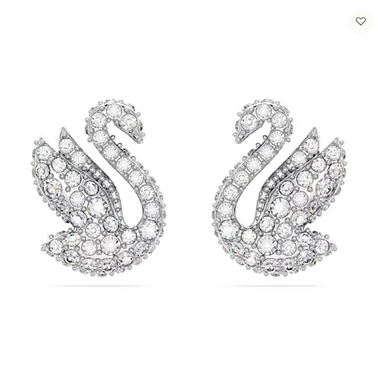 Swarovski 5647873 Swarovski Iconic Swan stud earrings Swan, White, Rhodium plated