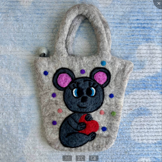 LL-X Handmade Wool felt bag- Cutie Mouse