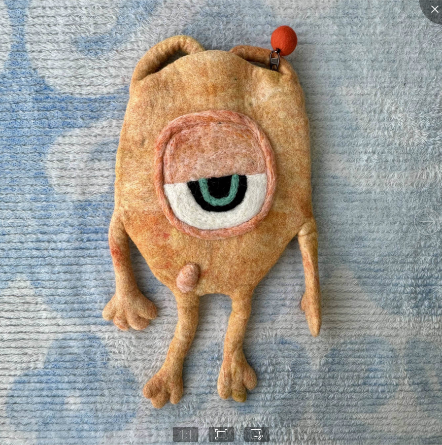 LL-X Handmade Wool felt bag- Yellow Big Eye Monster