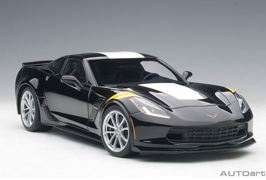 AUTOart 71273  CHEVROLET CORVETTE GRAND SPORT (BLACK/WHITE STRIPES/YELLOW FENDER HASH MARKS)