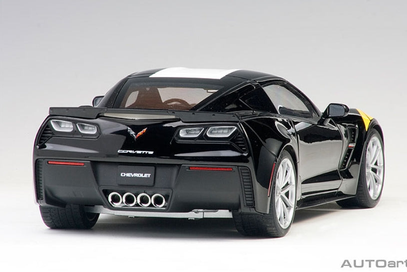 AUTOart 71273  CHEVROLET CORVETTE GRAND SPORT (BLACK/WHITE STRIPES/YELLOW FENDER HASH MARKS)
