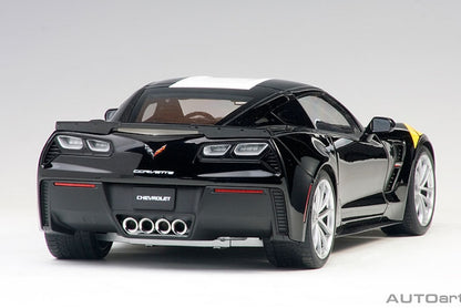 AUTOart 71273  CHEVROLET CORVETTE GRAND SPORT (BLACK/WHITE STRIPES/YELLOW FENDER HASH MARKS)
