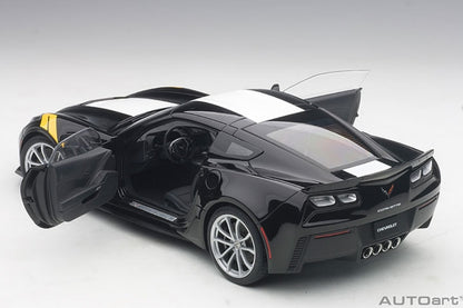 AUTOart 71273  CHEVROLET CORVETTE GRAND SPORT (BLACK/WHITE STRIPES/YELLOW FENDER HASH MARKS)