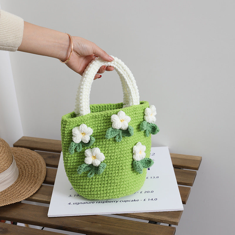 Hand-knitted bucket bag