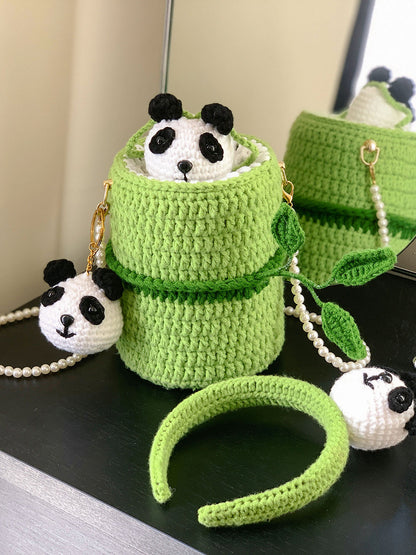 Hand-knitted bucket bag