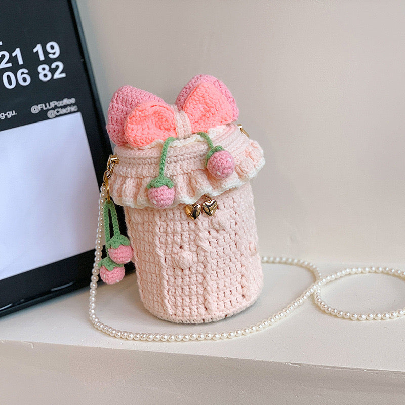 Hand-knitted bucket bag