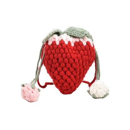 Hand-knitted strawberry bag