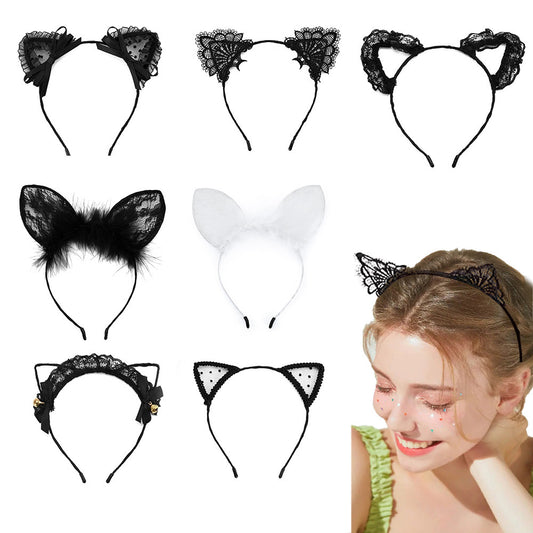 LLK02 Cute cartoon lace cat ears headband