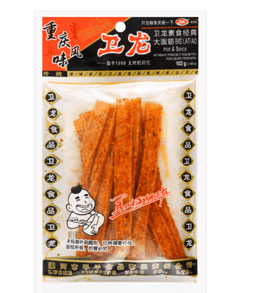 OCM Big Latiao - Spicy Wheat Flour Strip Chili Snack, 3.6oz