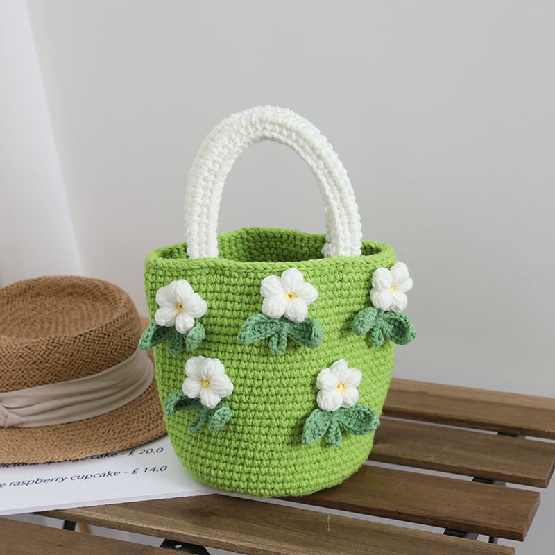 Hand-knitted bucket bag