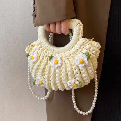 Hand-knitted flower bag