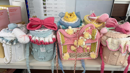 Hand-knitted bucket bag