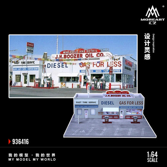 MoreArt 1:64 AMERICAN GAS STATION SCENE MODEL MO936416