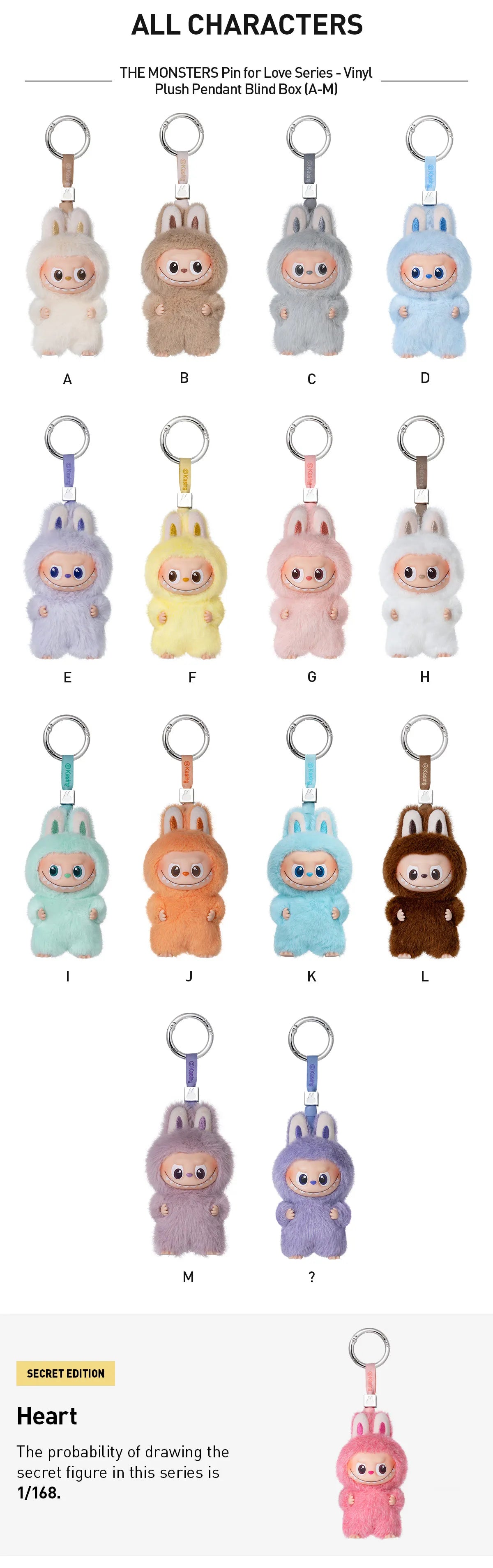 POP MART Labubu V4 The Monsters Pin For Love Series Plush Pendant Blind Box (Yellow A-M)