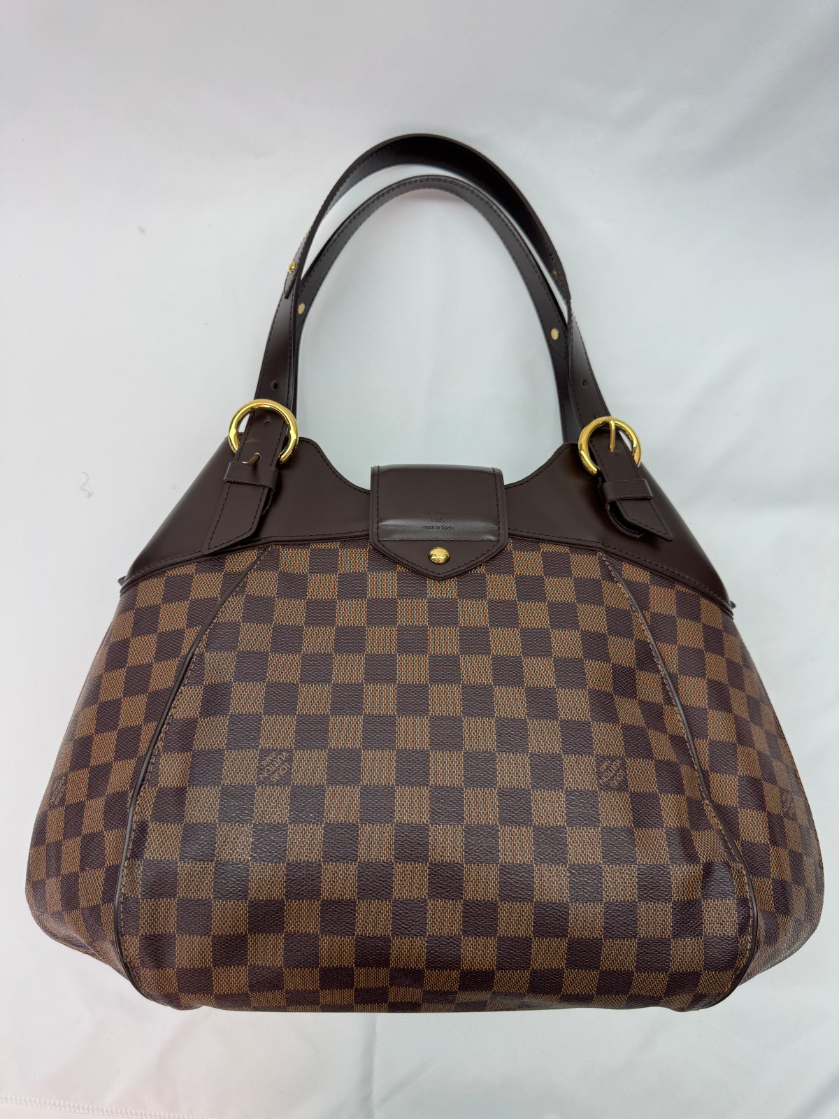 LOUIS VUITTON Sistina GM Shoulder Bag Damier Ebene Leather Brown N41540