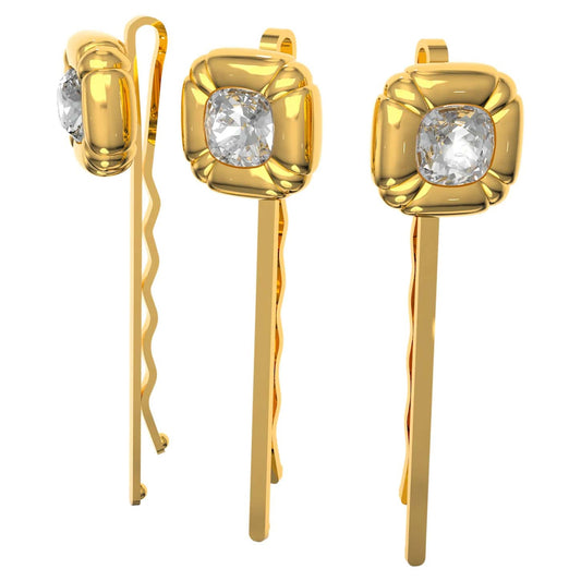 Swarovski 5616848 Set (3), Cushion cut, Gold-tone, Gold-tone plated