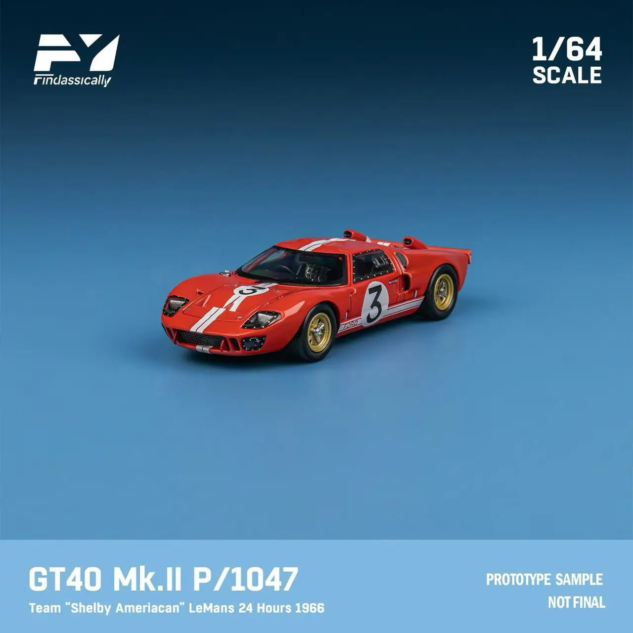 Finclassically 1/64 GT40 Mk.II P1047 Shelby American LeMans 24 Hours 1966 #3 Red