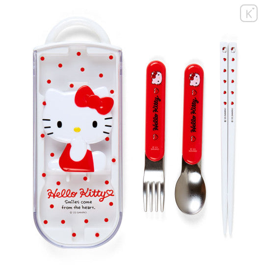 Sanrio Original Lunch Trio Cutlery Set - Hello Kitty / Relief