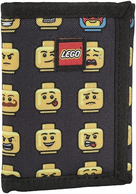 LEGO Tri-Fold Wallet 2.0 — black wallet with colorful minifigure faces — one individual wallet