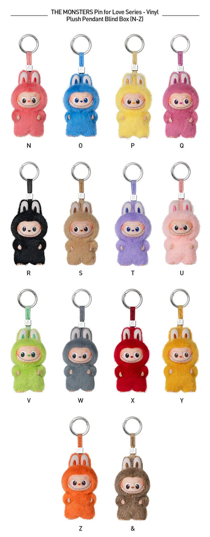 POP MART Labubu V4 The Monsters Pin For Love Series Plush Pendant Blind Box (Blue N-Z)