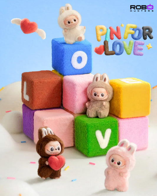 POP MART Labubu V4 The Monsters Pin For Love Series Plush Pendant Blind Box (Blue N-Z)