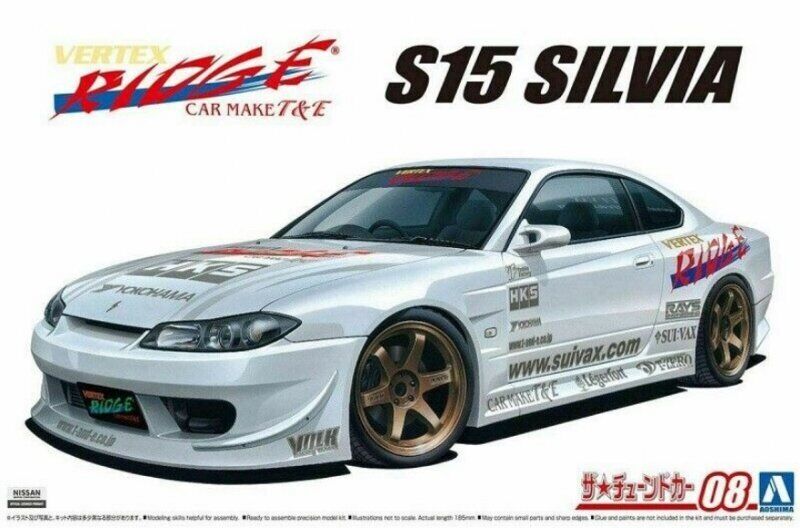 AOSHIMA 1/24 The Tuned Car Series No.8 Nissan VERTEX S15 Silvia 1999 Japan 2cf